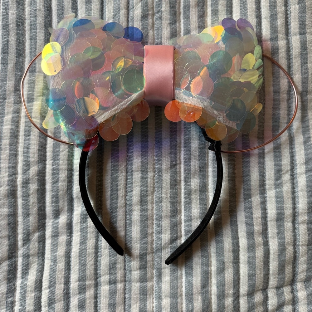 Disney Iridescent Sequin Bow Minnie Mouse Ears